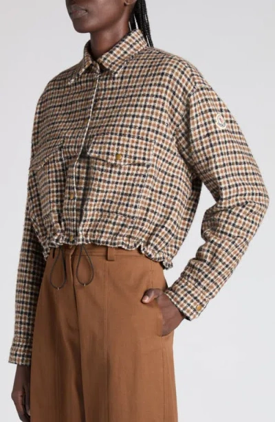 Moncler Houndstooth Wool Blend Blouson Jacket In Multi