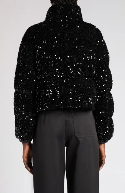 Moncler Textured Cropped Down Jacket With High Collar In Black