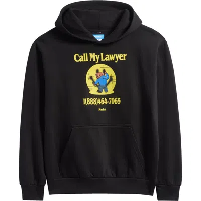 Market Smiley Call My Lawyer Bear Hoodie In Black