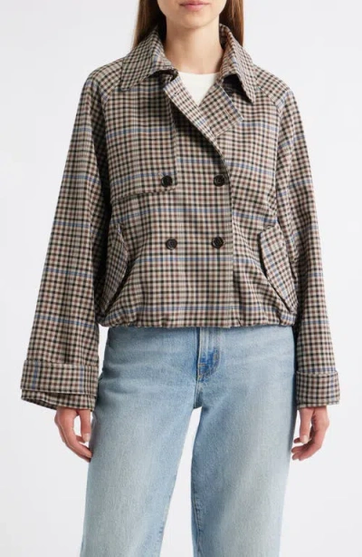Rails Jett Check Crop Trench Coat In Multi