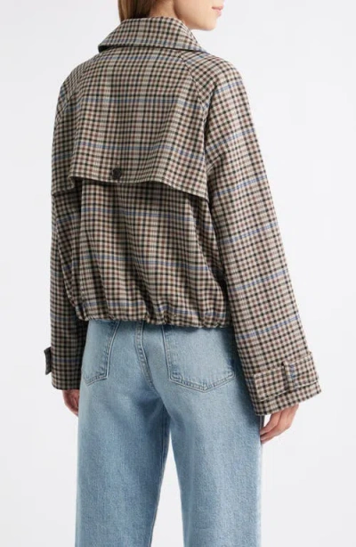 Rails Jett Check Crop Trench Coat In Multi