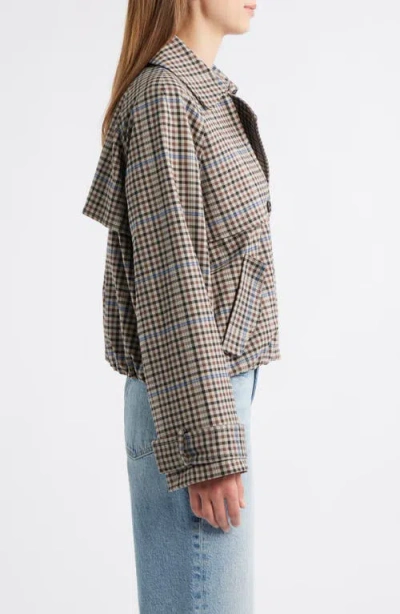 Rails Jett Check Crop Trench Coat In Multi