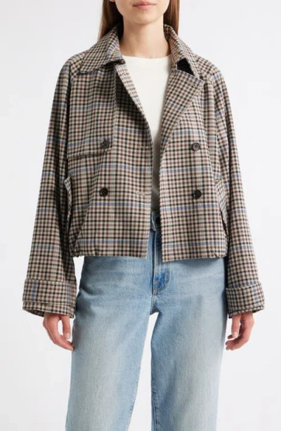 Rails Jett Check Crop Trench Coat In Multi