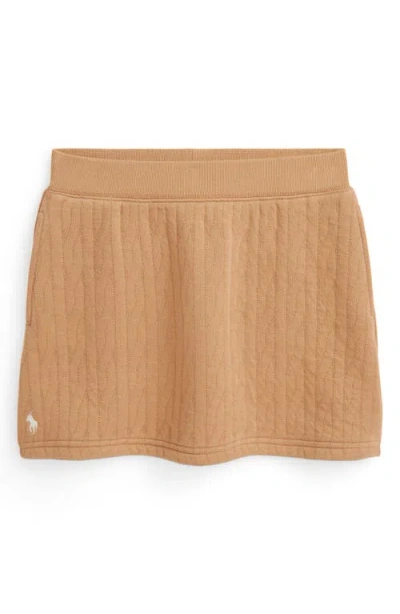 Polo Ralph Lauren Girls 7-16 Quilted Cable-motif Skirt In Brown