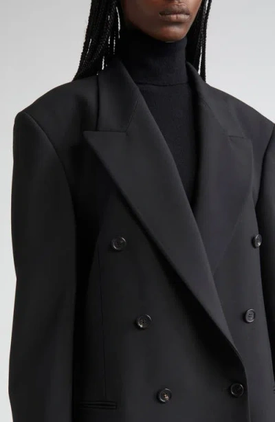 Michael Kors Collection Shawn Double Breasted Virgin Wool Blazer In Black