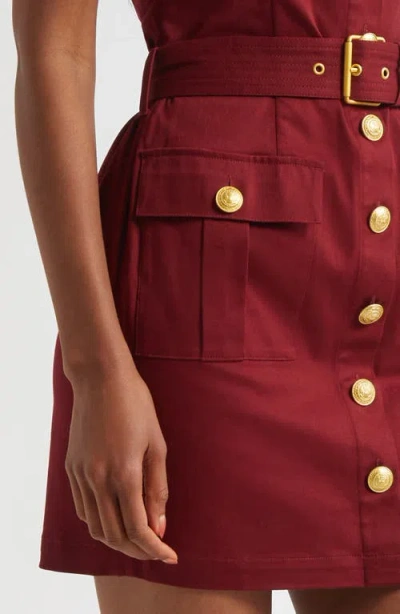 L'agence Midy Button Front Mini Dress In Black Cherry In Burgundy