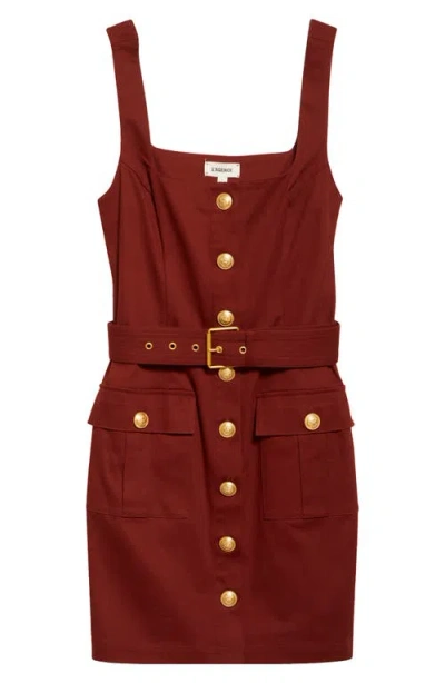 L'agence Midy Button Front Mini Dress In Black Cherry In Burgundy