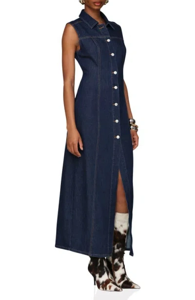 Avec Les Filles Women's Sleeveless Long Shirtdress In Blue