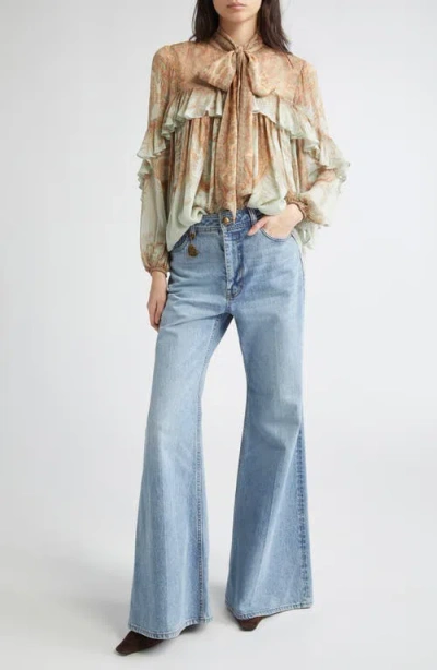 Zimmermann Blusa Memento In Crepe Stampato   Donna In Brown