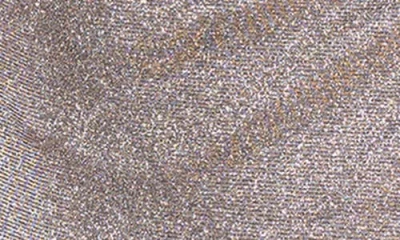 Xscape Evenings Cascade Ruffle Detail Off The Shoulder Metallic Knit Gown In Gray