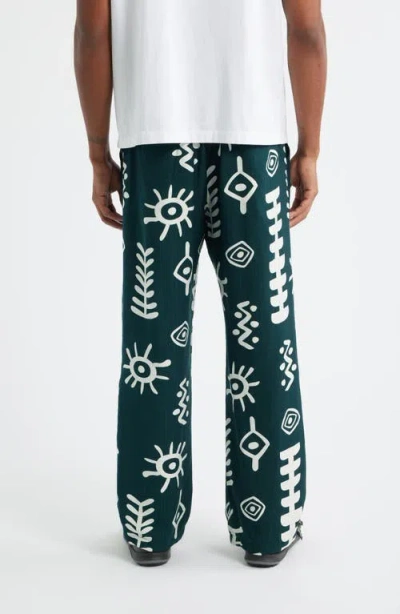Rizort Mason Abstract Print Drawstring Pants In Green