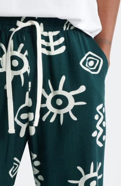 Rizort Mason Abstract Print Drawstring Pants In Green