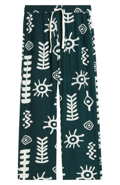 Rizort Mason Abstract Print Drawstring Pants In Green
