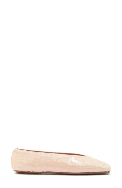 Jeffrey Campbell Fathom Sequin Square Toe Flat In Pink