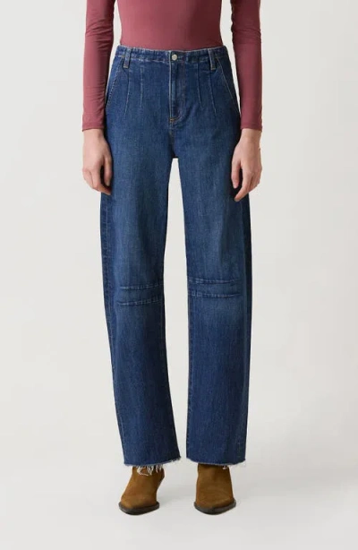 Le Jean Darted Barrel High Rise Jeans In Kindred Spirit In Blue