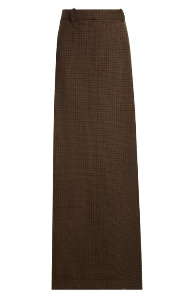Acne Studios Inashy Check Stretch Wool Pencil Skirt In Brown