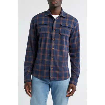 Johnnie-o Judah Check Button-up Flannel Overshirt In Blue