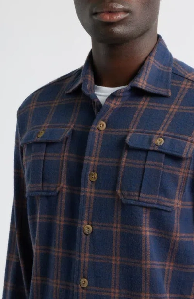Johnnie-o Judah Check Button-up Flannel Overshirt In Blue