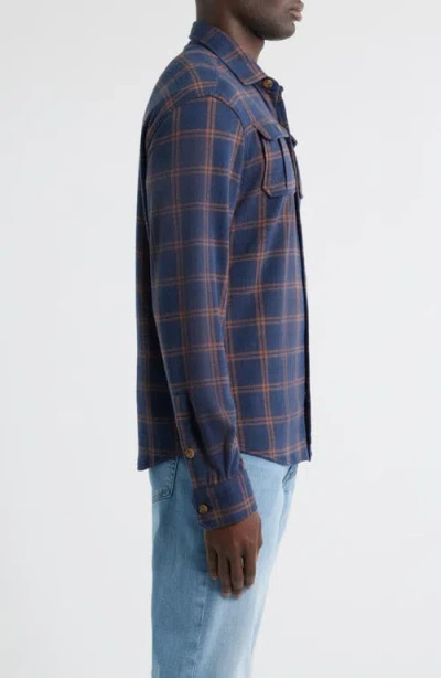 Johnnie-o Judah Check Button-up Flannel Overshirt In Blue
