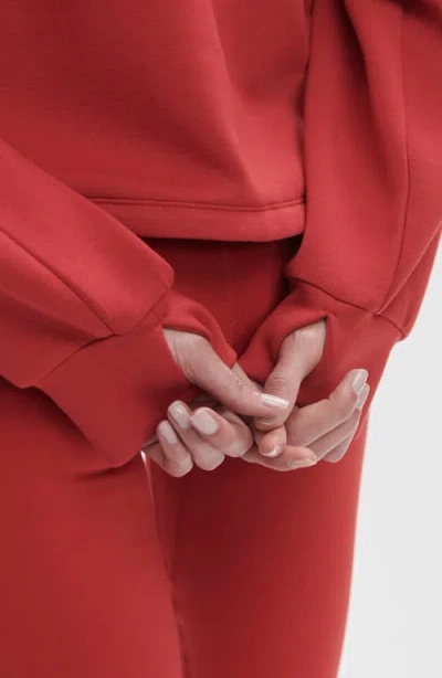 Varley Sian Cropped Half Zip Midlayer Lava Falls In Red