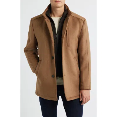 Johnston & Murphy Upton Car Coat With Removable Bib In Brown