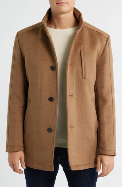 Johnston & Murphy Upton Car Coat With Removable Bib In Brown