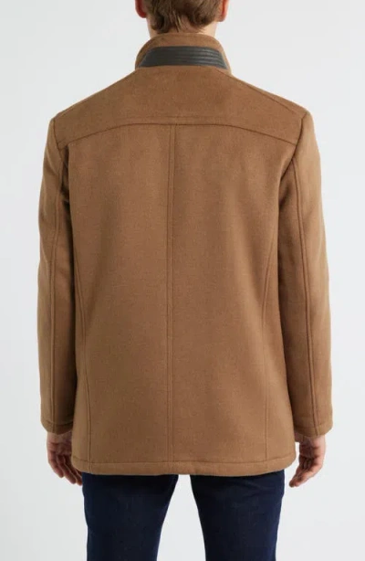 Johnston & Murphy Upton Car Coat With Removable Bib In Brown