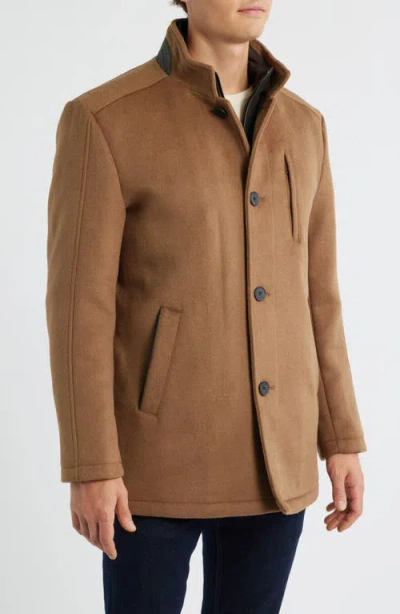 Johnston & Murphy Upton Car Coat With Removable Bib In Brown