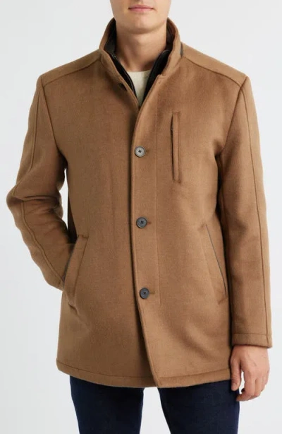 Johnston & Murphy Upton Car Coat With Removable Bib In Brown