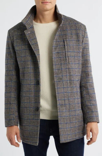 Johnston & Murphy Upton Bib Insert Wool Blend Car Coat In Multi