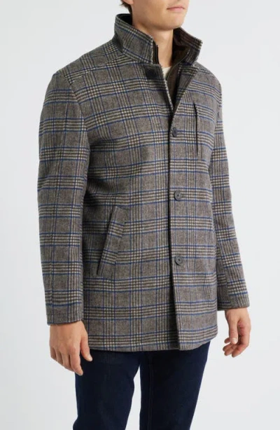 Johnston & Murphy Upton Bib Insert Wool Blend Car Coat In Multi