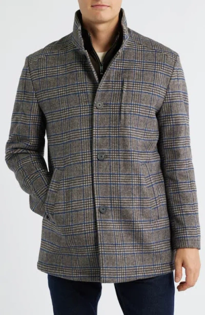Johnston & Murphy Upton Bib Insert Wool Blend Car Coat In Multi