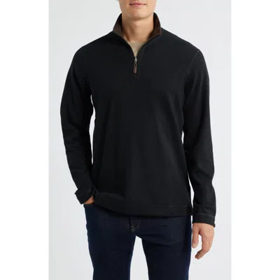 Johnston & Murphy Reversible Solid Quarter-zip In Black