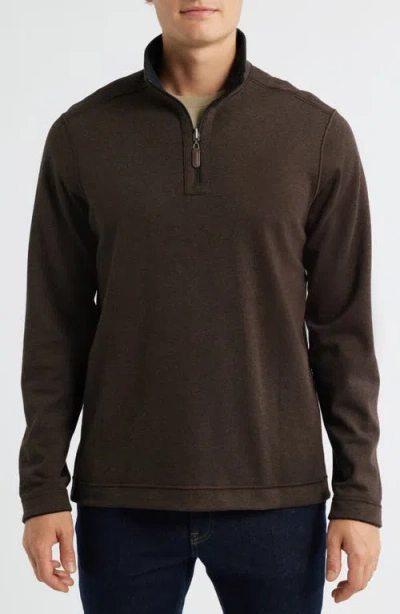 Johnston & Murphy Reversible Solid Quarter-zip In Black
