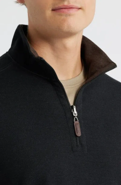 Johnston & Murphy Reversible Solid Quarter-zip In Black