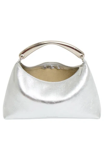 Mansur Gavriel Rhea Metal Handle Leather Bag In Silver