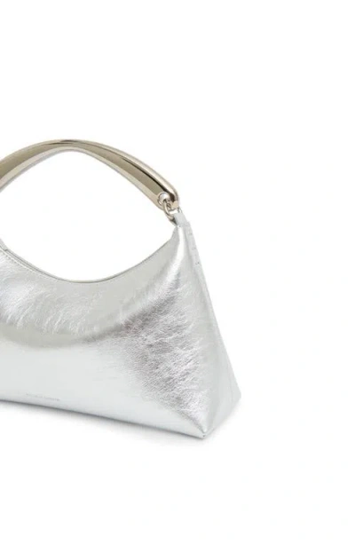 Mansur Gavriel Rhea Metal Handle Leather Bag In Silver