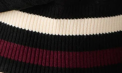 Steve Madden Addison Contast Trim Cable Knit Sweater In Black