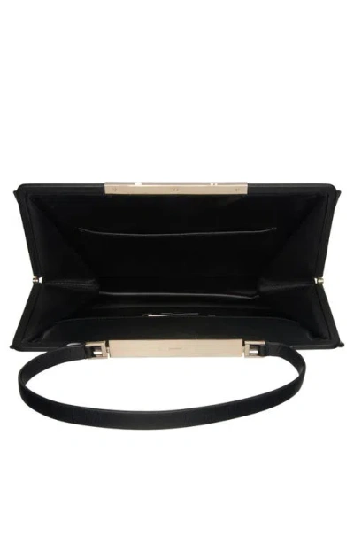 Tom Ford Rectangular Smooth Goat Leather Handbag With Polished Metallic Accent In Black