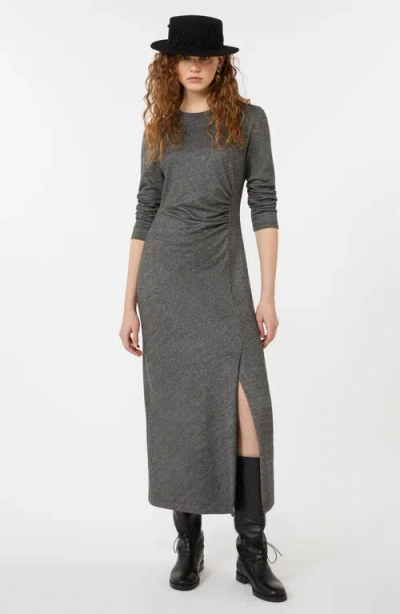 Weekend Max Mara Decano Ruched Side-slit Jersey Midi Dress In Gray