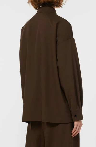Weekend Max Mara Firmina Virgin Wool Button-up Shirt In Brown