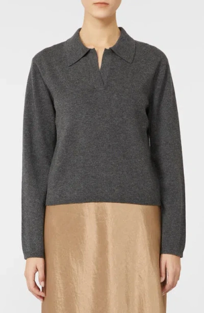 Mm By Max Mara Moxa Virgin Wool & Cashmere Polo Sweater In Gray