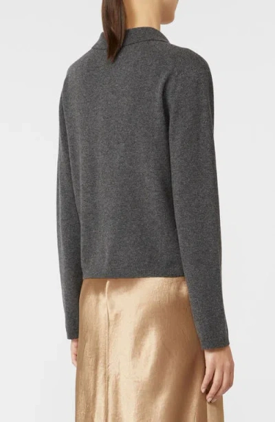 Mm By Max Mara Moxa Virgin Wool & Cashmere Polo Sweater In Gray
