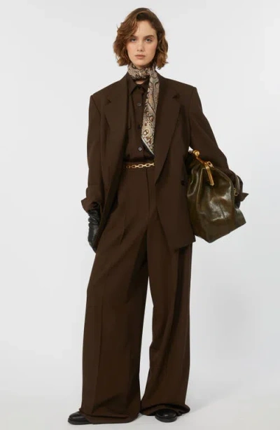 Weekend Max Mara Firmina Virgin Wool Button-up Shirt In Brown