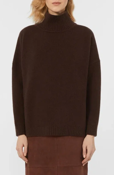Weekend Max Mara Borgia Turtleneck Wool Sweater With Dropped Shoulders In Brown