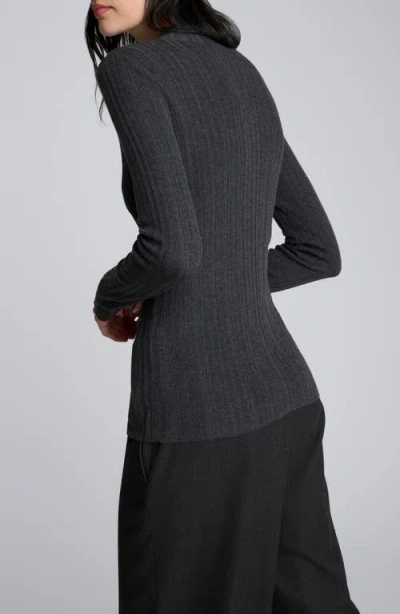 Kenneth Cole Long Sleeve Ribbed Mock Neck Sweater In Black