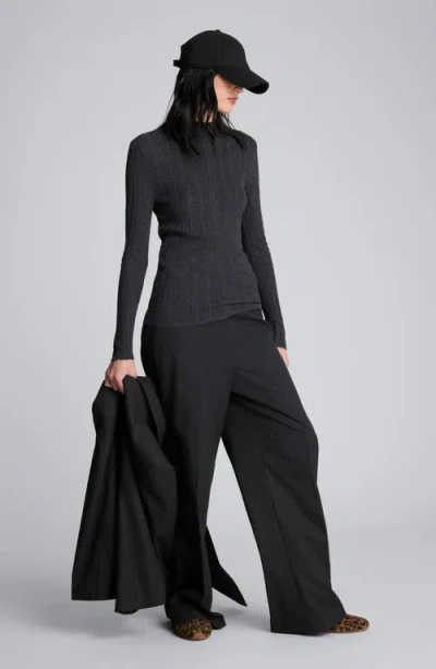 Kenneth Cole Long Sleeve Ribbed Mock Neck Sweater In Black