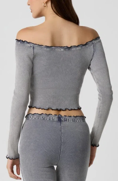 Florence By Mills Core Washed Off The Shoulder Rib Top In Gray