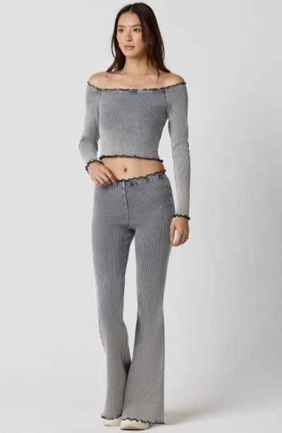 Florence By Mills Core Washed Off The Shoulder Rib Top In Gray