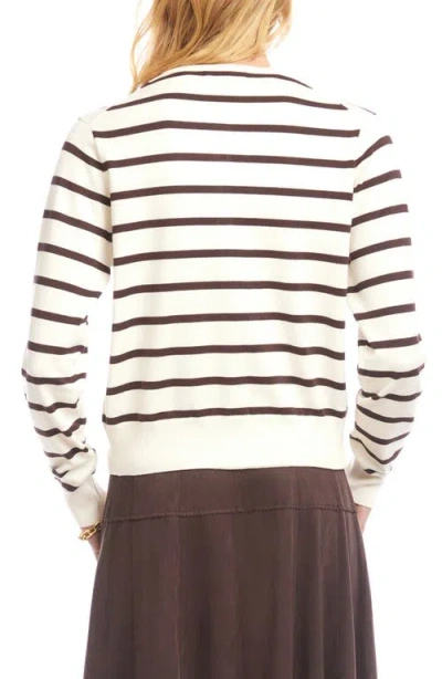 Karen Kane Striped Cardigan In White